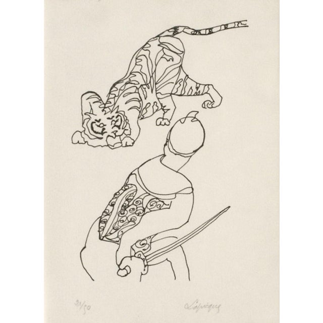 Illustration 1961 Charles Lapicque Ming Tiger Lithograph For Sale - Image 3 of 3