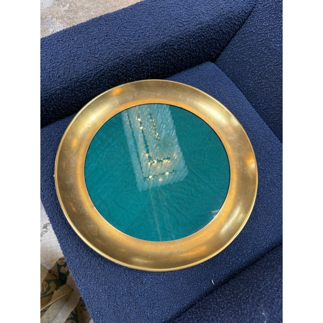 1970s Italian Brass and Green Glass Decorative Catchall Tray, 1970s For Sale - Image 5 of 5
