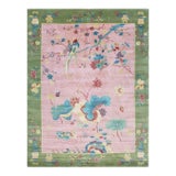 2020s Pink Rose Flora Contemporary Chinese Art Deco Rug 8'10" X 11'8" Handknotted Wool Carpet For Sale