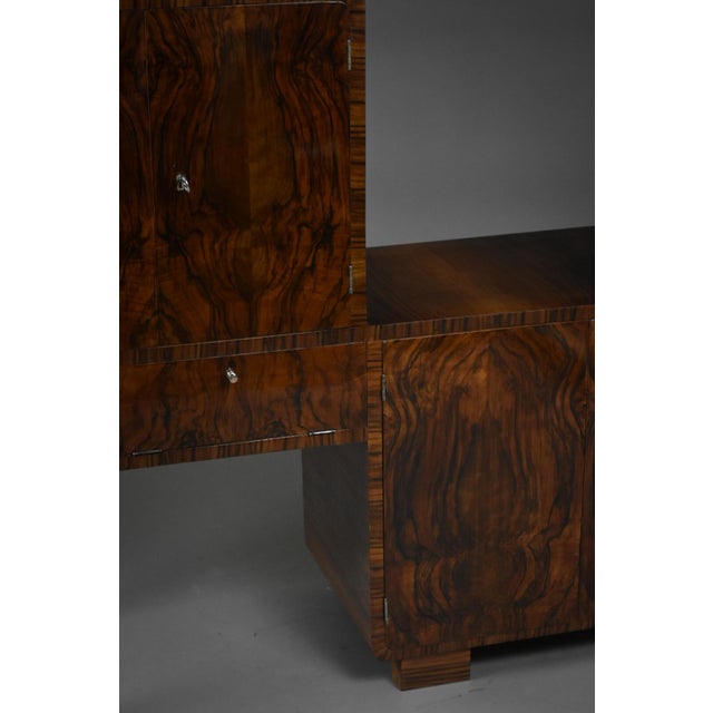 Art Deco Asymmetrical Cabinet in Walnut and Chrome, Poland, 1930s For Sale - Image 12 of 13