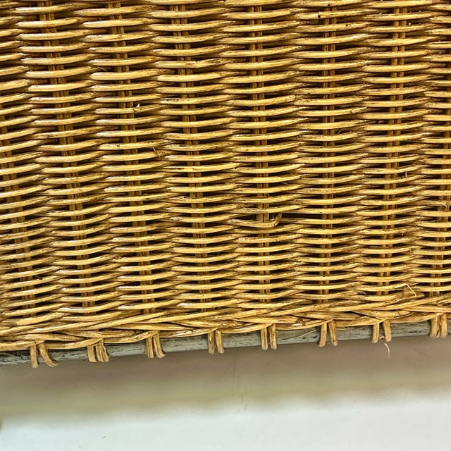 Chestnut Vintage Boho Chic Coastal Wicker and Steel Hamper.. For Sale - Image 8 of 16