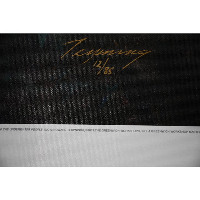 Textile Howard Terpning “Mystery of the Underwater People” Signed MasterWork Giclée Canvas 12/85 For Sale - Image 7 of 9
