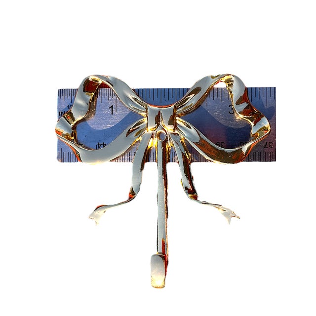 Shabby Chic 1990s Lacquered Brass Bow Wall Hooks - a Pair For Sale - Image 3 of 4