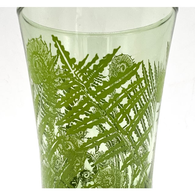 Green Vintage Green Fern Botanical Highball Glasses – Mid-Century Modern / Tropical - Set of 5 For Sale - Image 8 of 13