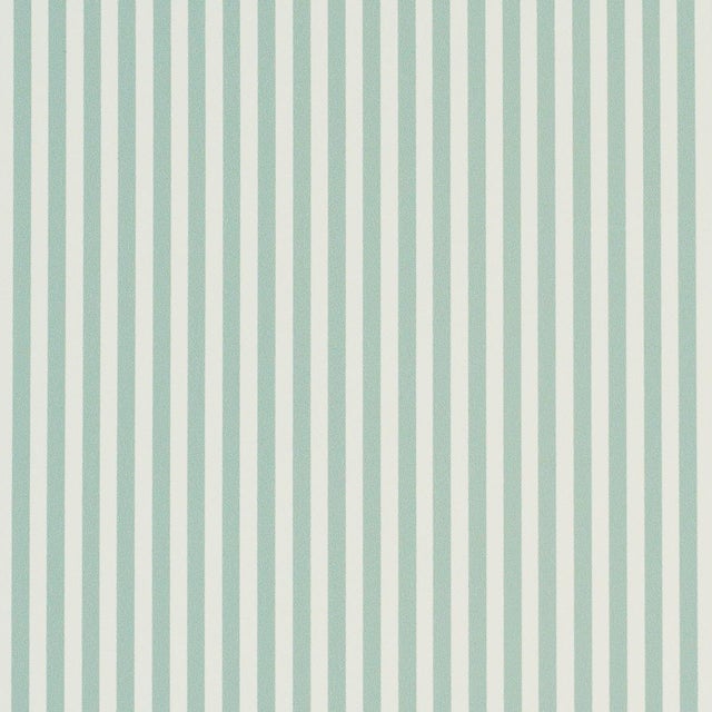 Schumacher Emma Stripe Narrow Wallpaper In Teal For Sale