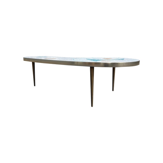 Vintage Mid Century Modern Kidney Shape Tile Top Coffee Table For Sale In New York - Image 6 of 6