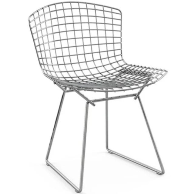Chrome Bertoia Side Chairs With Fabric Seat Pads for Knoll (Two Available) For Sale - Image 10 of 12