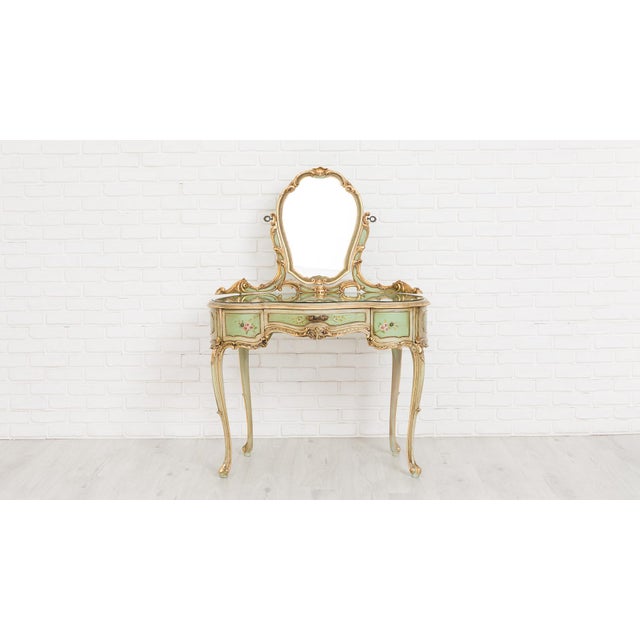 Rococo Revival Vanity Table with Mirror and Glass Top, 1960s For Sale - Image 9 of 9
