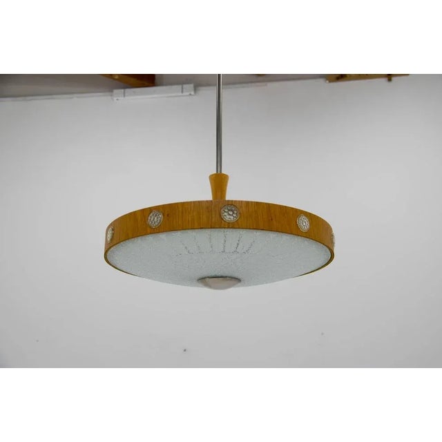 Gold Wood & Glass Ceiling Lamp, Germany, 1960s For Sale - Image 8 of 11