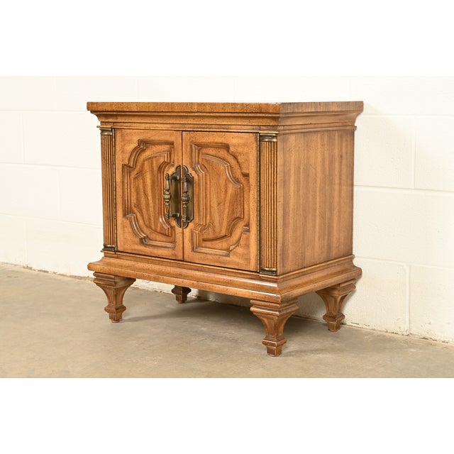 Karges Style French Regency Louis XVI Carved Fruitwood Bedside Chest or Nightstand, Circa 1960s For Sale - Image 13 of 13