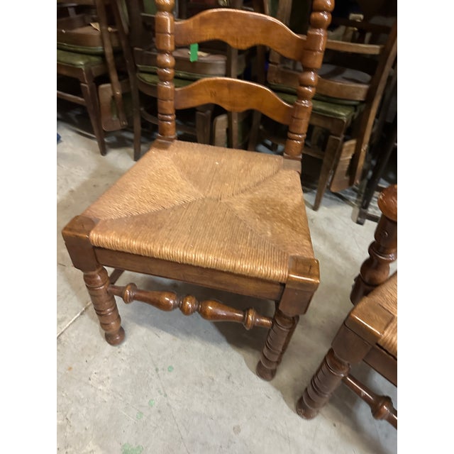 1970s Pair of Large Sturdy Ladder Back Chairs, One Captains Chair For Sale In Atlanta - Image 6 of 7