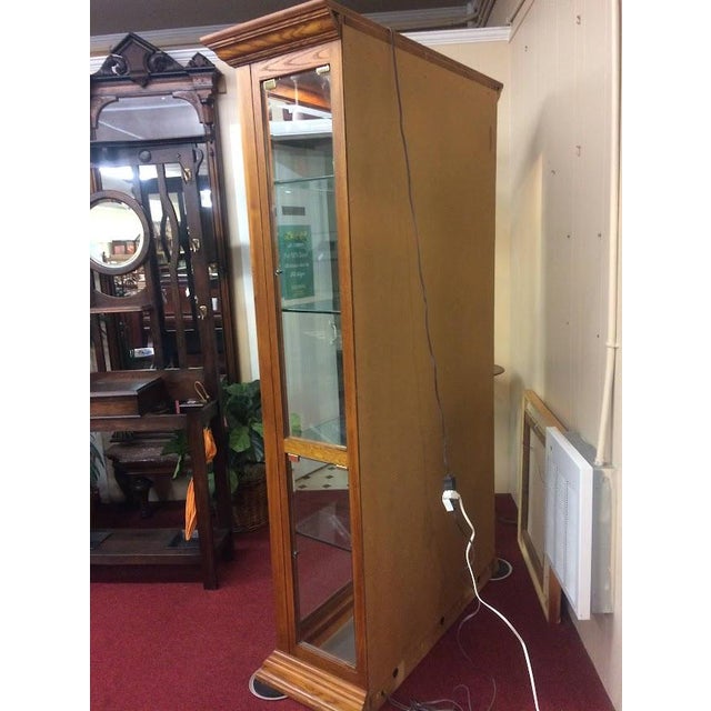Wood Vintage Curio Cabinet, Lighted Display Case, Oak Wood For Sale - Image 7 of 11