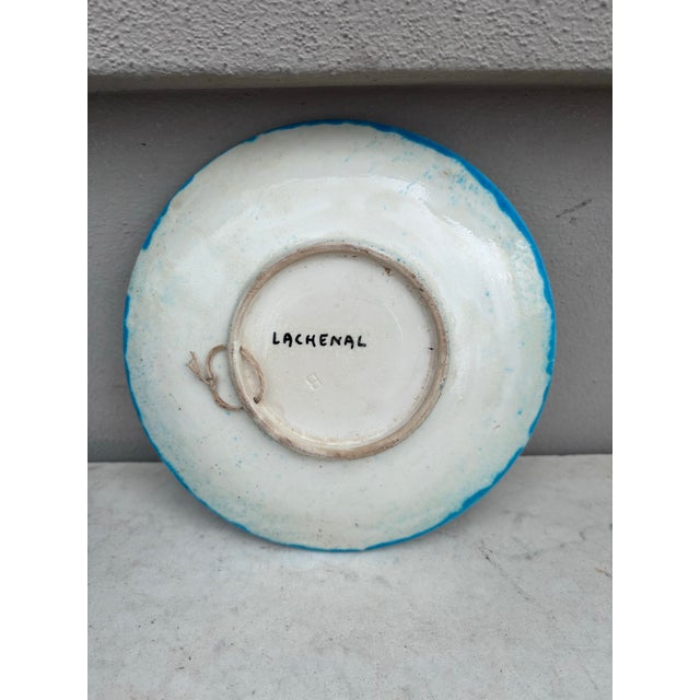 1930s Pair of Art Deco French Aqua Blue Plates Edmond Lachenal For Sale - Image 5 of 5