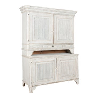 19th Century Large White Swedish Gustavian Pine Cabinet Cupboard For Sale