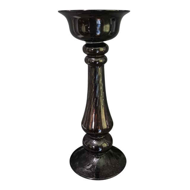 Amber Vintage Art Glass Amber Tall 16.5'' Floor Table Candle Holder For Sale - Image 8 of 8