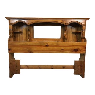Vintage Carved Pine Full Size Headboard For Sale