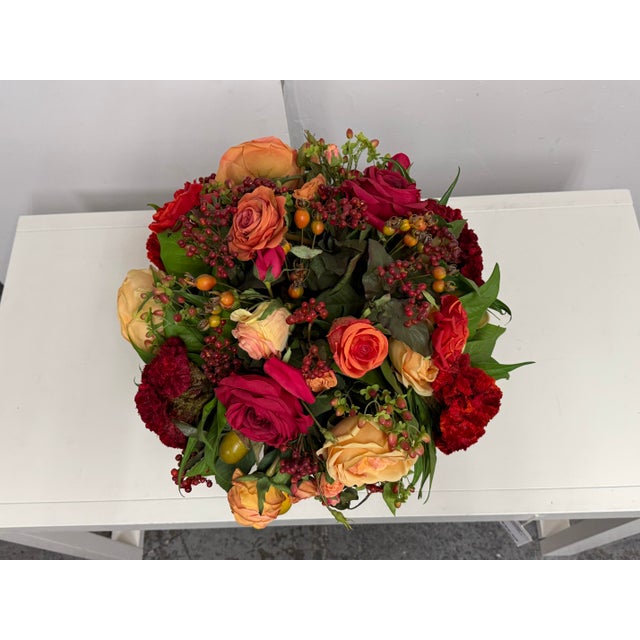 Classical Faux Rose + Fruit Floral Arrangement For Sale - Image 4 of 12