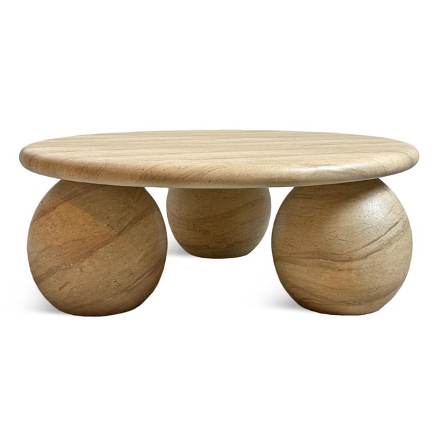 Beige Indoor Outdoor Round Ball Coffee Table For Sale - Image 8 of 10