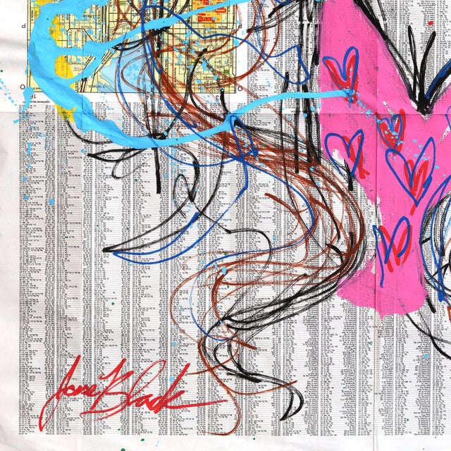 Pink Darling - Western-Inspired Acrylic Artwork on Original Paper Map of Seattle by Jesse Black For Sale In Los Angeles - Image 6 of 6