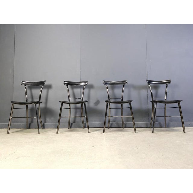 Black Vintage Black Leather Dining Chairs from Arrben, Italy, 1980s, Set of 4 For Sale - Image 8 of 11