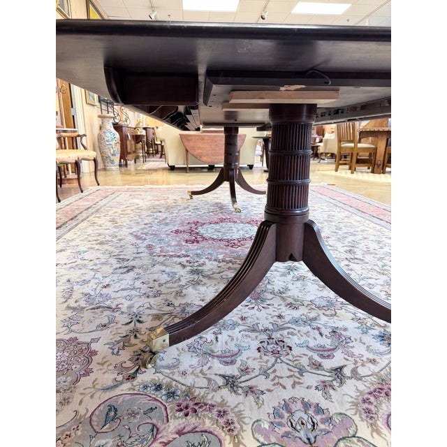 Brown Late 20th Century Baker Stately Homes Georgian Mahogany Pedestal Dining Table For Sale - Image 8 of 12