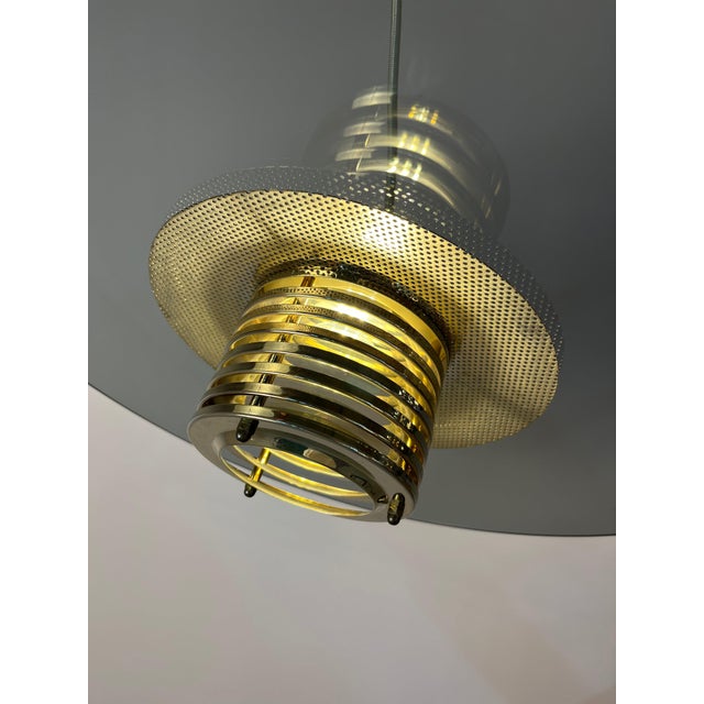Pendant Lamp in Smoked Glass and Brass by Jan Eskil Eskilsson for Belid For Sale - Image 3 of 11