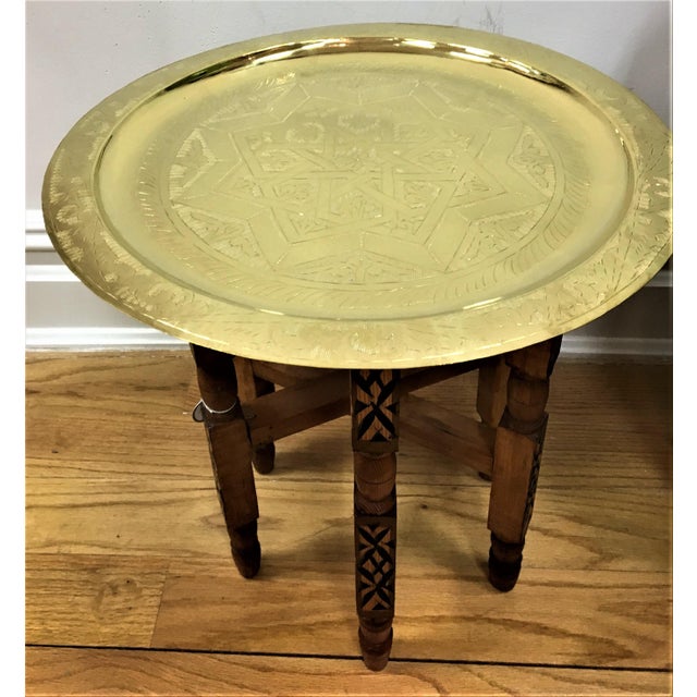 Moroccan Engraved Gold Tray Table Chairish