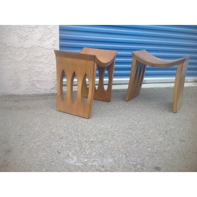 Modern Mid Century Style Stools- A Pair For Sale - Image 4 of 6
