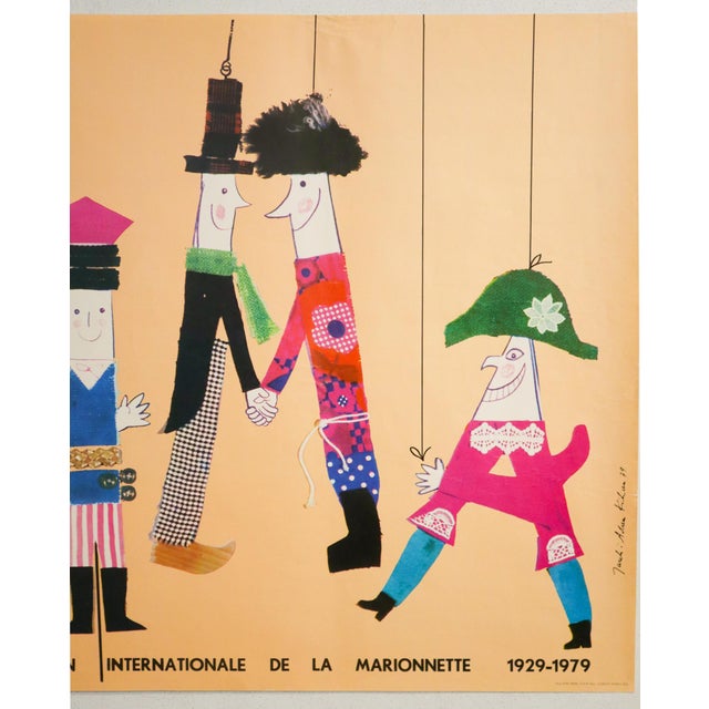 1970s 1979 French Unima 50th Anniversary Poster - Marionettes - Adam Kilian For Sale - Image 5 of 5