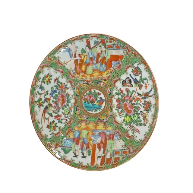 Chinese 19th Century Chinese Export Porcelain Rose Medallion Plate 8" For Sale - Image 3 of 8