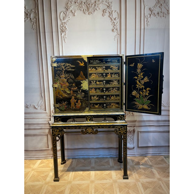 Exceptional Fitted Interior - English Chinoiserie Cabinet on Stand For Sale - Image 6 of 12