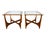 Vintage Lane Silhouette Mid-Century Modern Walnut Side Tables, Pair – Sculptural X-Stretcher Base With Inset Glass Tops For Sale - Image 6 of 12