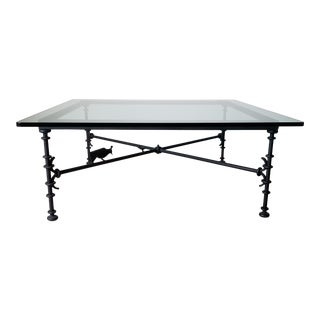 Diego Giacometti Manner Glass Top Coffee Table For Sale