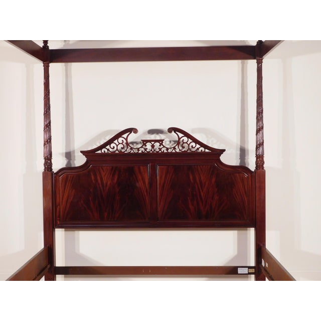 1990s Chippendale Thomasville King Size Flame Mahogany Canopy Bed