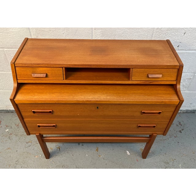 Wood Mid-Century Danish Modern Teak Secretary Desk For Sale - Image 7 of 18