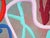 Sky blue, pink, yellow, maroon and red abstract geometric contemporary painting by Houston, TX artist Peter Healy. The...