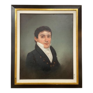 Early 19th Century American Federal Gentleman Portrait Oil Painting, Framed For Sale