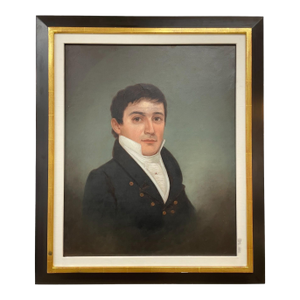 Early 19th Century American Federal Gentleman Portrait Oil Painting, Framed