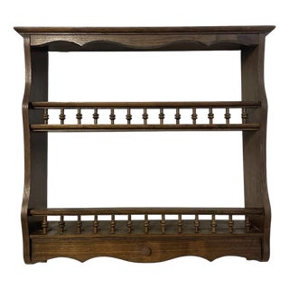 Vintage French Provincial Wall-Mounted Plate Rack With Turned Spindles, 1980s For Sale