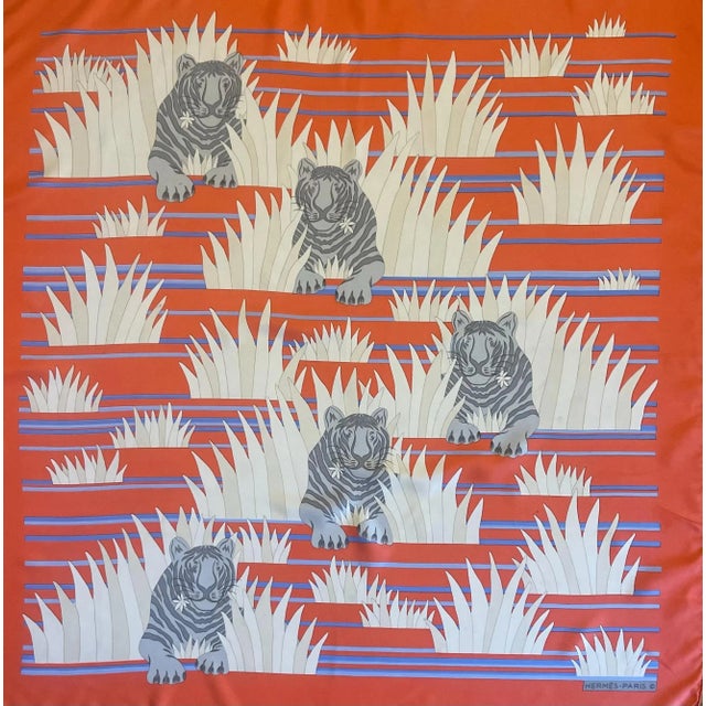Contemporary Hermès Silk Scarf “Tigres Dans Les Herbes” 1979 For Sale - Image 3 of 10