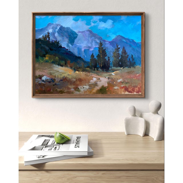 The painting "The Road Leading to the Mountains" is a captivating depiction of nature's majesty, transporting the viewer...
