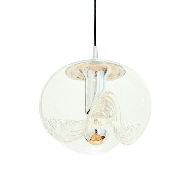 Mid-Century Modern Space Age Glass Wave Pendant Light by Koch & Lowy for Peill & Putzler, Germany, 1970s For Sale - Image 9 of 9