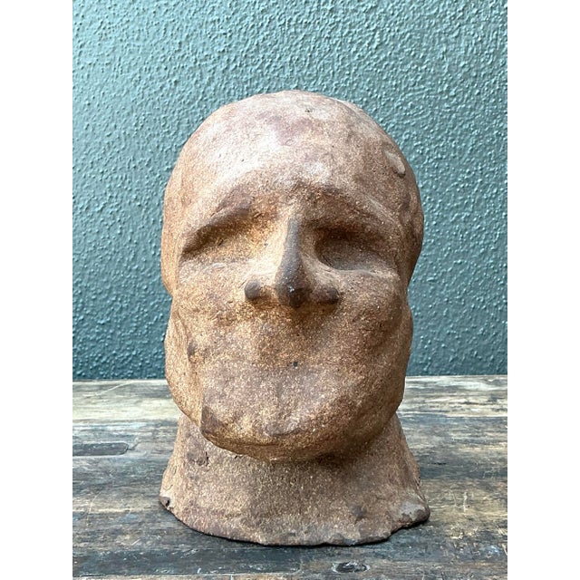 Vintage Original Studio Pottery Head Sculpture For Sale - Image 9 of 12