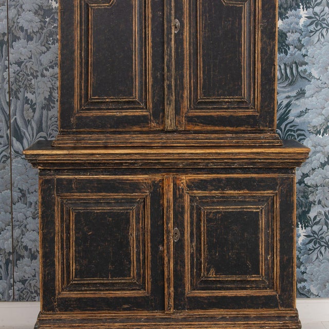 18th Century Swedish Baroque Period Cabinet in Original Paint With Bear Paw Feet For Sale - Image 16 of 18
