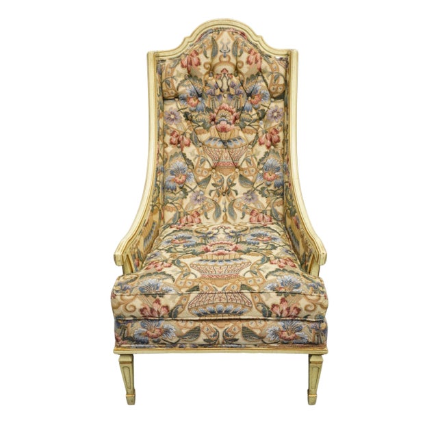 Italian Statesville Chair Co. Italian Provincial Tufted Upholstered Accent Arm Chair For Sale - Image 3 of 12