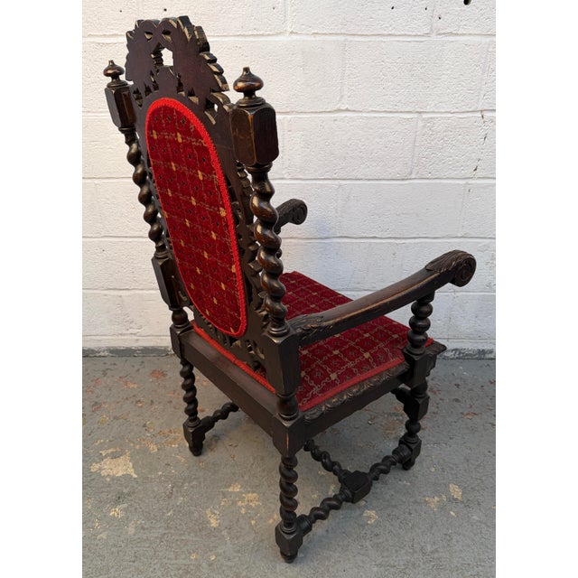 Late 19th Century Renaissance Revival Hand Carved Oak Dining Chairs For Sale - Image 5 of 17