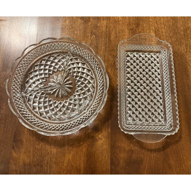 Glass Mid 20th Century Anchor Hocking Wexford Divided Relish Dish and Tray For Sale - Image 7 of 10