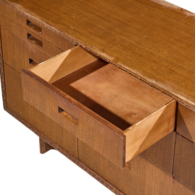 Brown Frank Lloyd Wright for Henredon Taliesin Mid Century 11 Drawer Mahogany Lowboy Dresser For Sale - Image 8 of 11