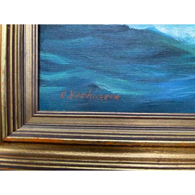 1940s Carolus Verhaeren Signed Ship Painting For Sale - Image 4 of 6