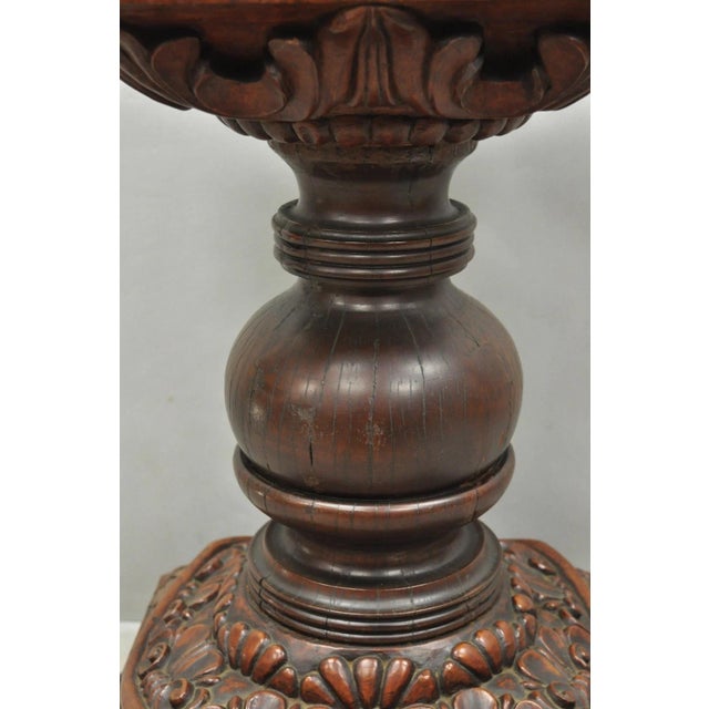 Antique American Empire Carved Mahogany Cannonball Paw Foot Pedestal Table Base For Sale - Image 4 of 18